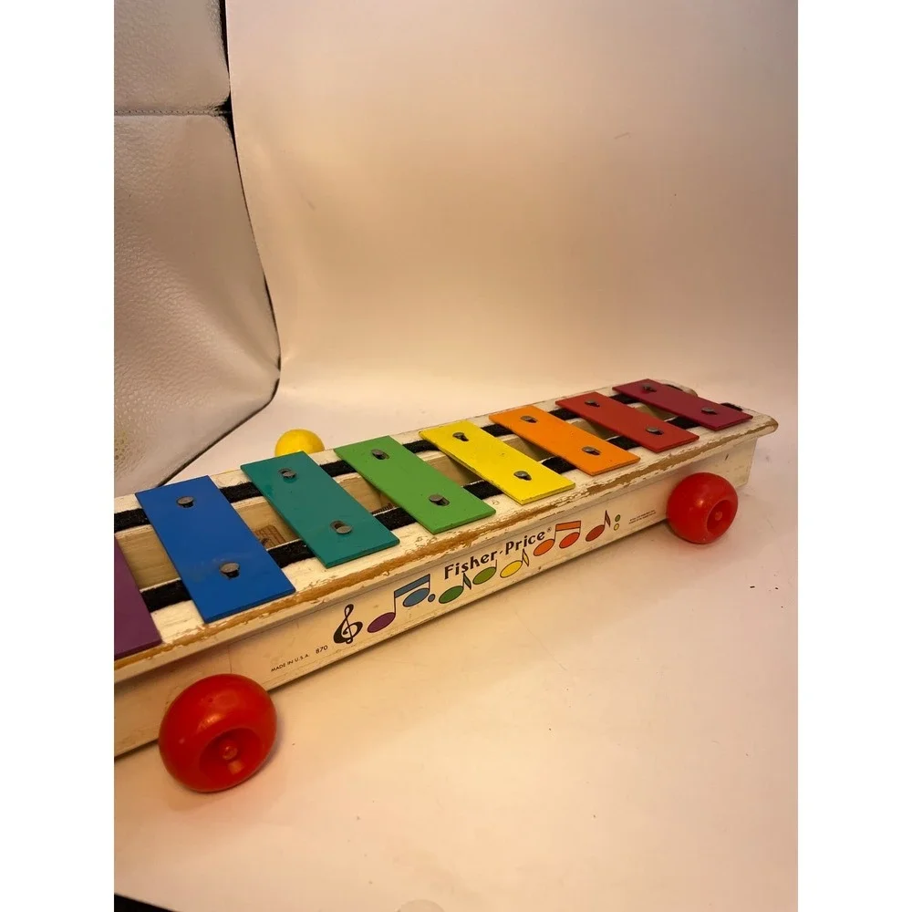 Fisher Price Pull A Tune Toy Xylophone Keys with Mallet Vintage 1964 FP 870 USA